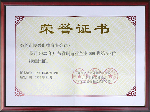 廣東省制造業(yè)百?gòu)?qiáng)第90位